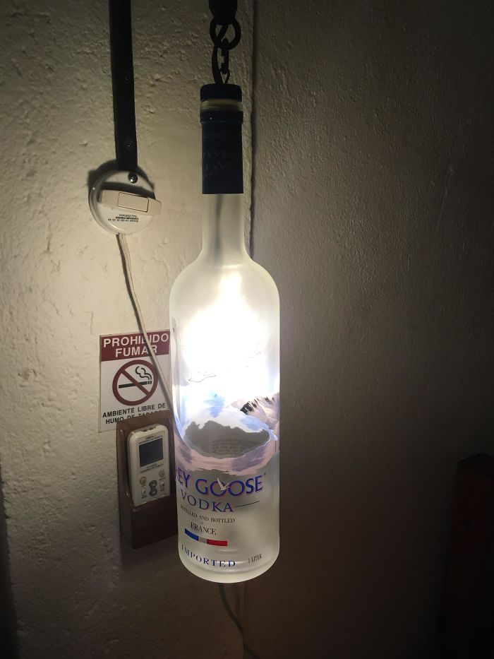 The Lamps In This Hotel Are Vodka Bottles
