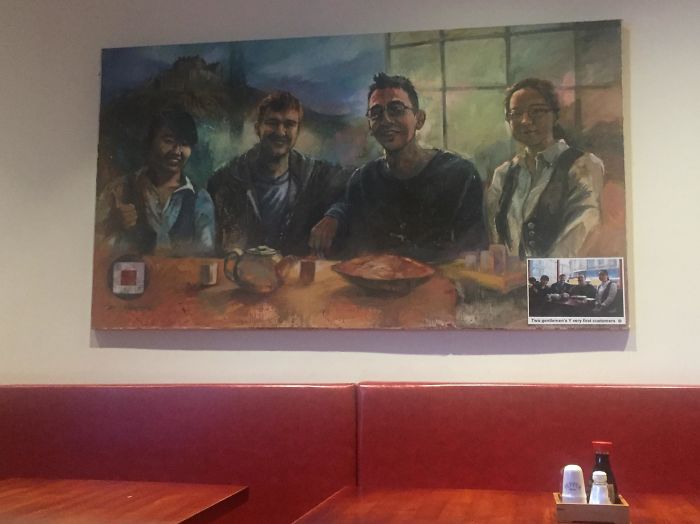 This Restaurant Has A Painting Of Their Very First Customers