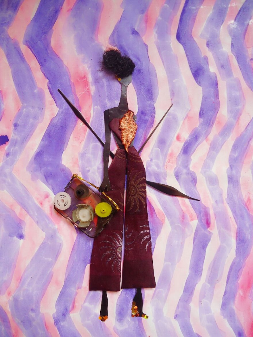 Mixed Media Artwork Made From Fabric, Hair And Other Ingredients Mixed Media Artwork Made From Fabric, Hair And Other Ingredients