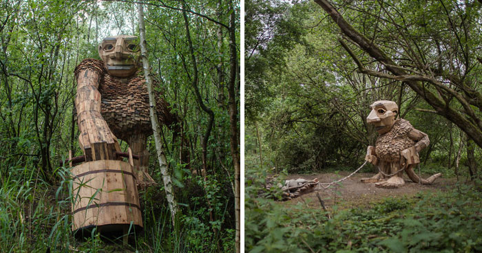 Hago gigantes de madera y los escondo en los bosques de Bélgica