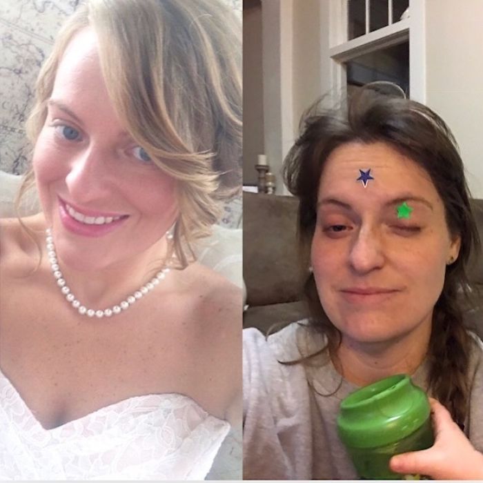 Something Old On The Left, Something New On The Right, And She’s Got Something Borrowed And Something Blue Right In The Middle Of Her Forehead! Thanks Kids! 
