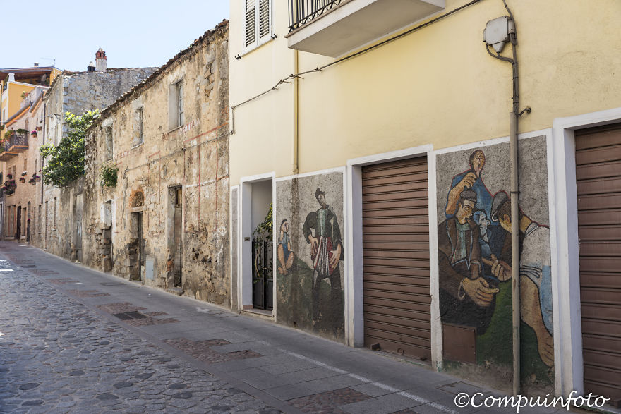 Street With Murales In Orgosolo On The Italian Island Of Sardinia
