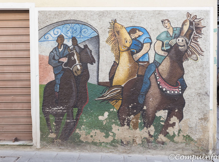 Horse Murales In Orgosolo On The Italian Island Of Sardinia