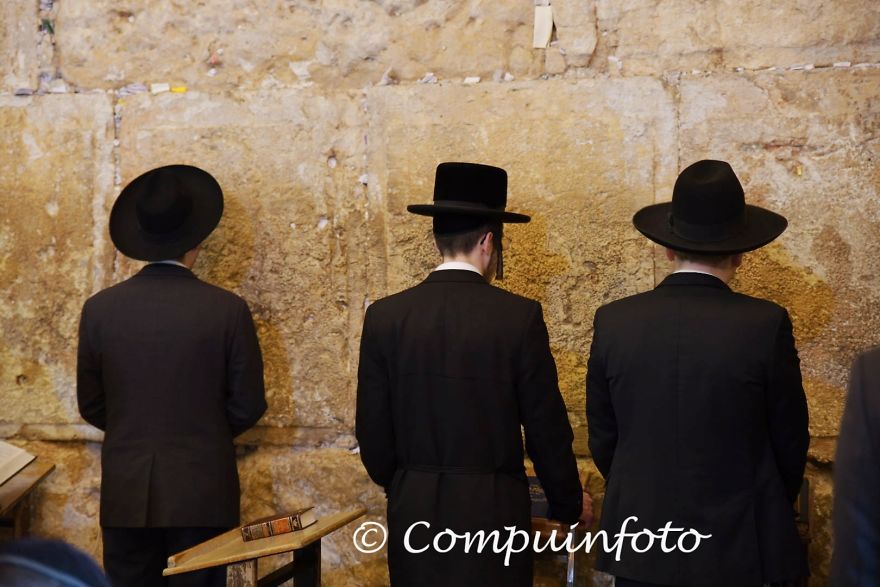 Jew Pray At The Western Wall In Jerusalem