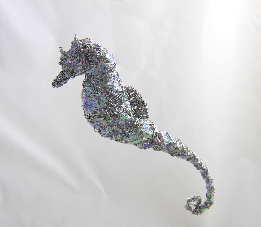 I Made This Seahorse From Wire And A Reflective Film.