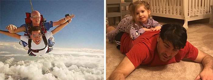 These Two Photos Sum This Account Up Perfectly. When You Have Kids You Got From Flying High To Literally Being Pinned Down. From Point Break To Your Breaking Point