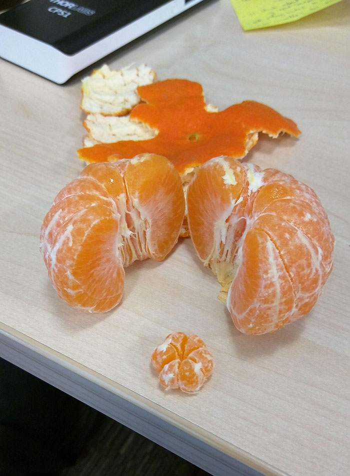 Today's Clementine Had An Almost Perfect Mini Clementine Inside