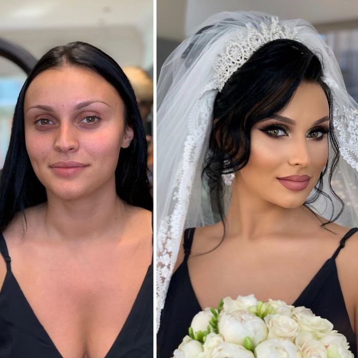 23 Fotos tomadas antes y después de que las novias fueran maquilladas para su boda (Nuevas imágenes)