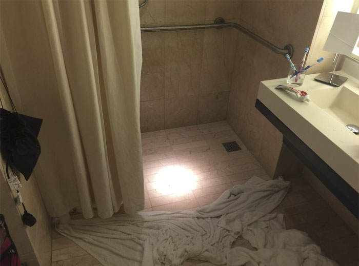 The Shower In My Hotel Room Floods The Entire Bathroom Unless I Put Towels Right Next To It
