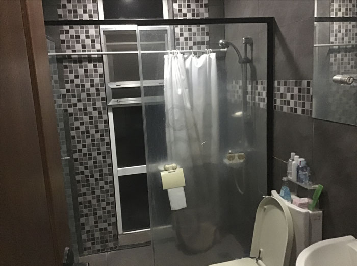 My Shower Area Has A Big Window Which Forced Me To Put A Curtain There