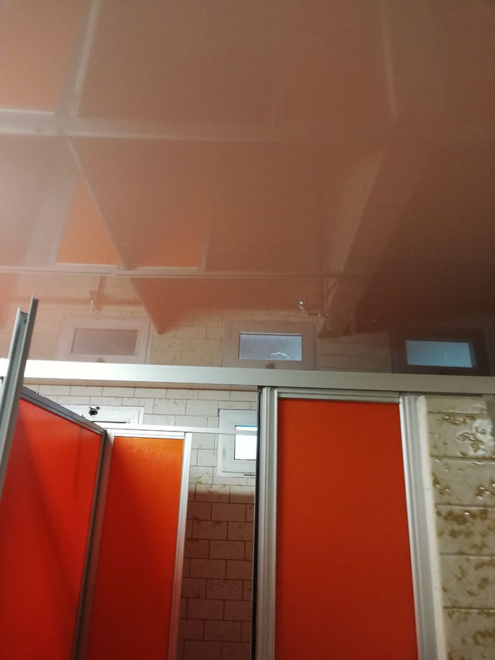 The Shower Ceiling At This Camping Is Reflective...