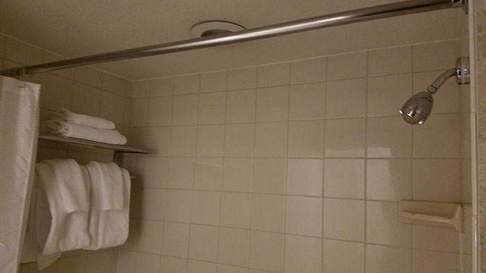 My Hotel Room Has A Towel Rack Inside The Shower