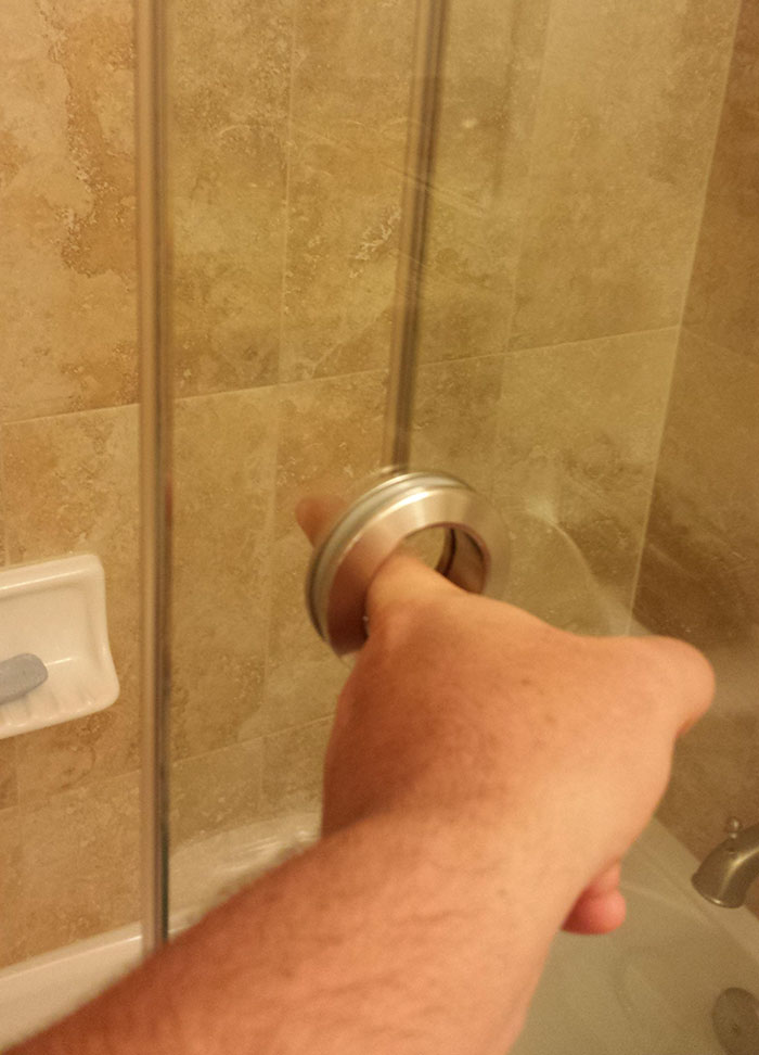 Heavy Sliding Glass Shower Door. Almost Sheared My Finger Off By Opening Quickly