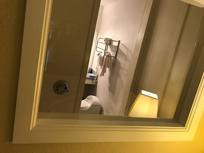 There Is A Window In Our Hotel That Gives Full View Of The Shower And Toilet From The Main Room With No Curtain. Why?
