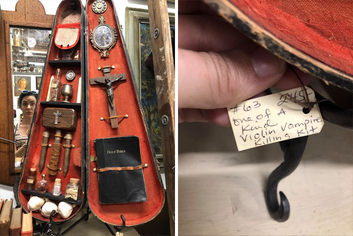 I Found This Last Week And It’s Definitely My Favorite Thing I’ve Seen At An Antique Or Thrift Store. Introducing The Violin Vampire Killing Kit!