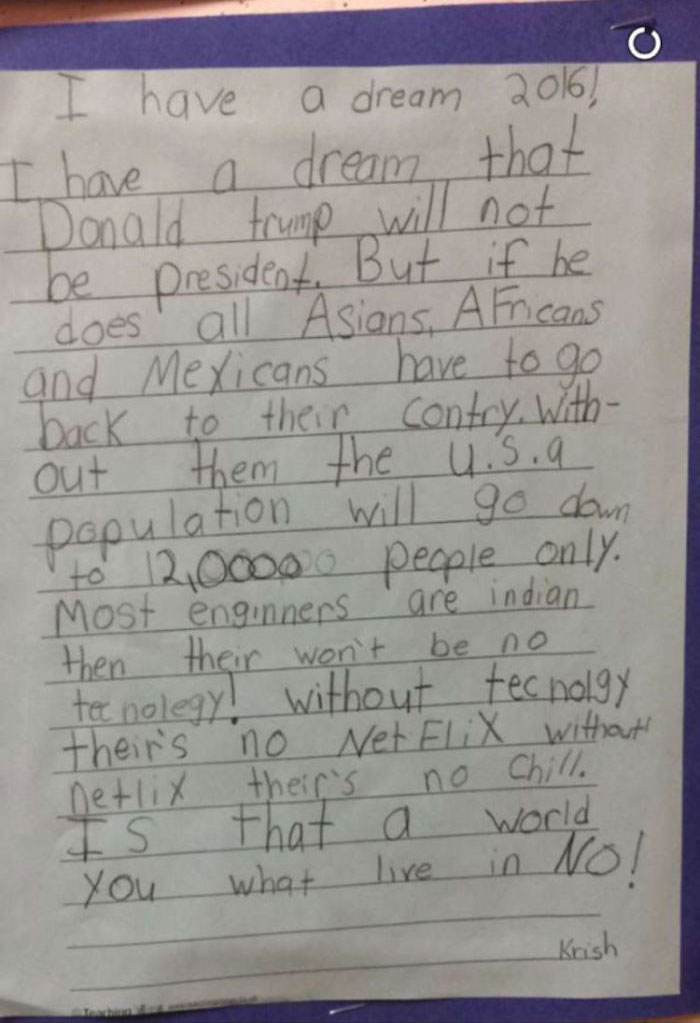 Kid Opposes Trump's Policies; Just Wants To Netflix And Chill