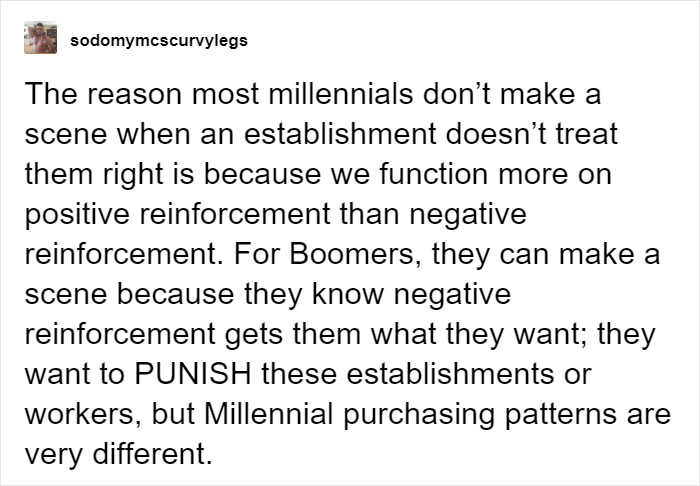 Someone Compares How Differently Millennials And Baby Boomers Treat Businesses