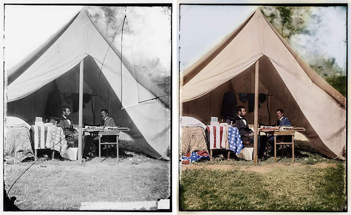 Antietam, Md. President Lincoln And Gen. George B. Mcclellan In The General's Tent 3. Okt. 1863