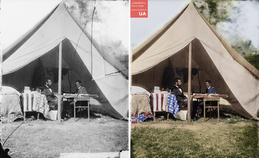 Antietam, Md. President Lincoln And Gen. George B. Mcclellan In The General's Tent, October 3, 1863