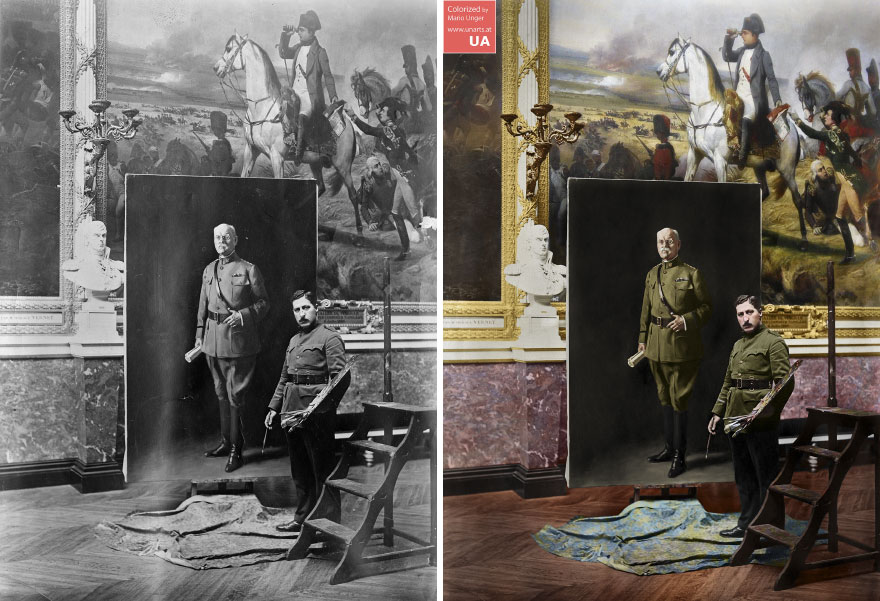 Dana Pond Is Painting A Series Of War Portraits. The First To Be Completed Is A Portrait Of General Tasker H. Bliss. In The Background There Is Of One Of The Versailles Paintings Of Napoleon At The Battle Of Wagram, 1919