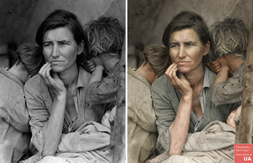 Destitute Pea Pickers In California. Mother Of Seven Children. Age Thirty-Two. Nipomo, California
