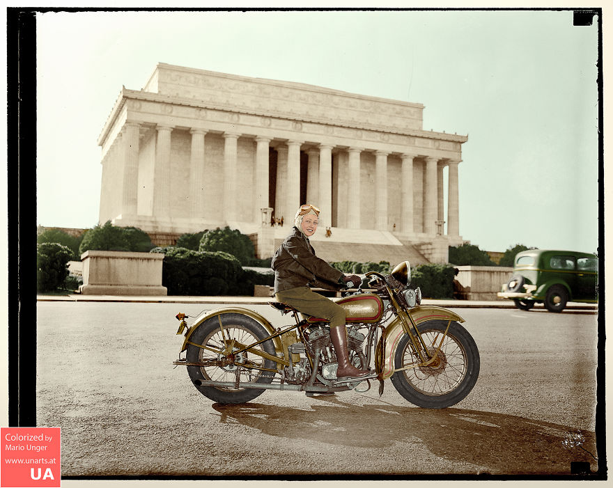 First Of Fair Sex To Obtain Motorcycle License In The Capital Washington, D.C., September 15, 1937