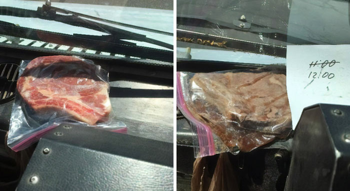 USPS Worker Cooks A Steak Inside His Truck To Showcase How Dangerously Hot His Work Conditions Are