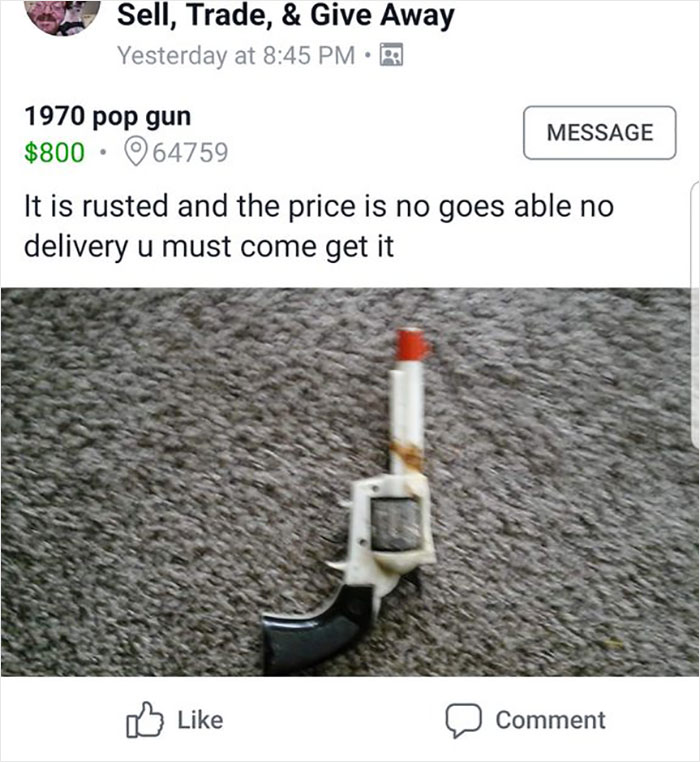 800 Dollars For A Used Cap Gun...