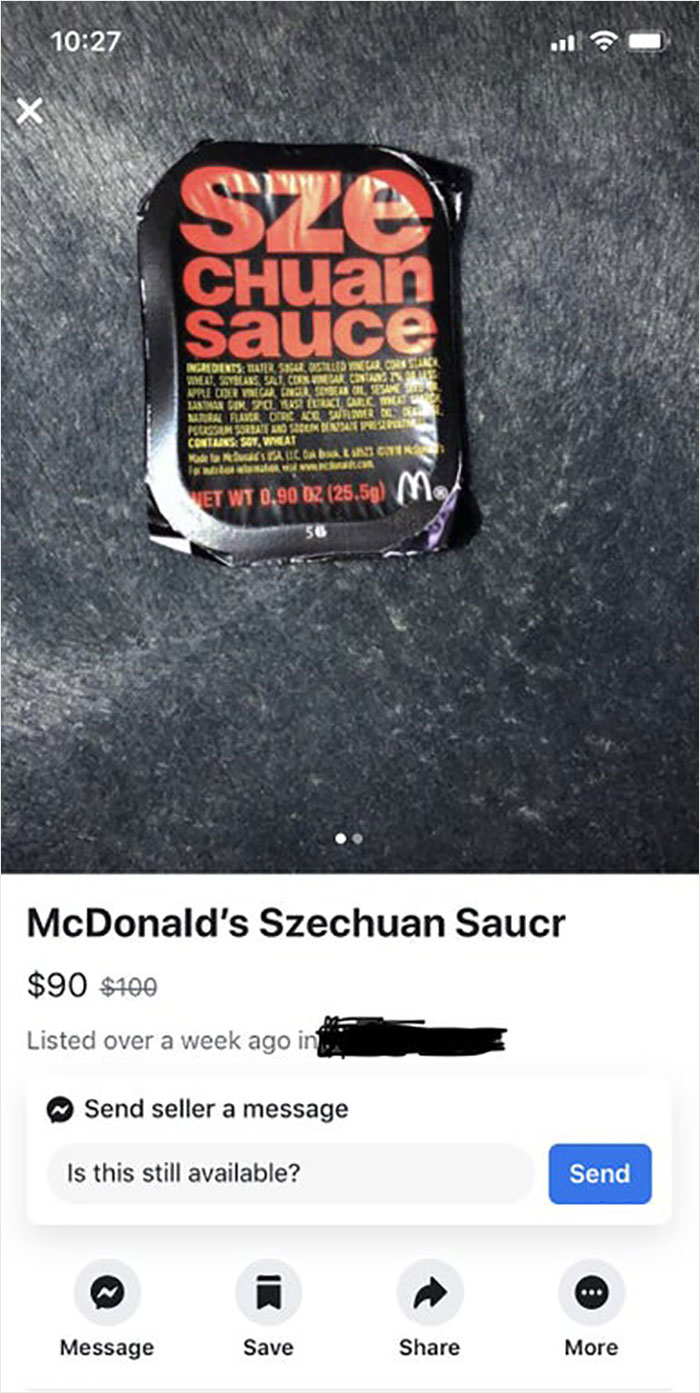 $90 For Mcdonald’s Dipping Sauce (Marked Down From $100)
