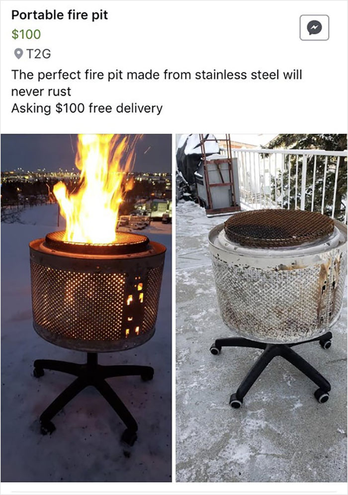 $100 For A Rusty Washer Drum On A Chair Swivel. At Least Delivery Is Free