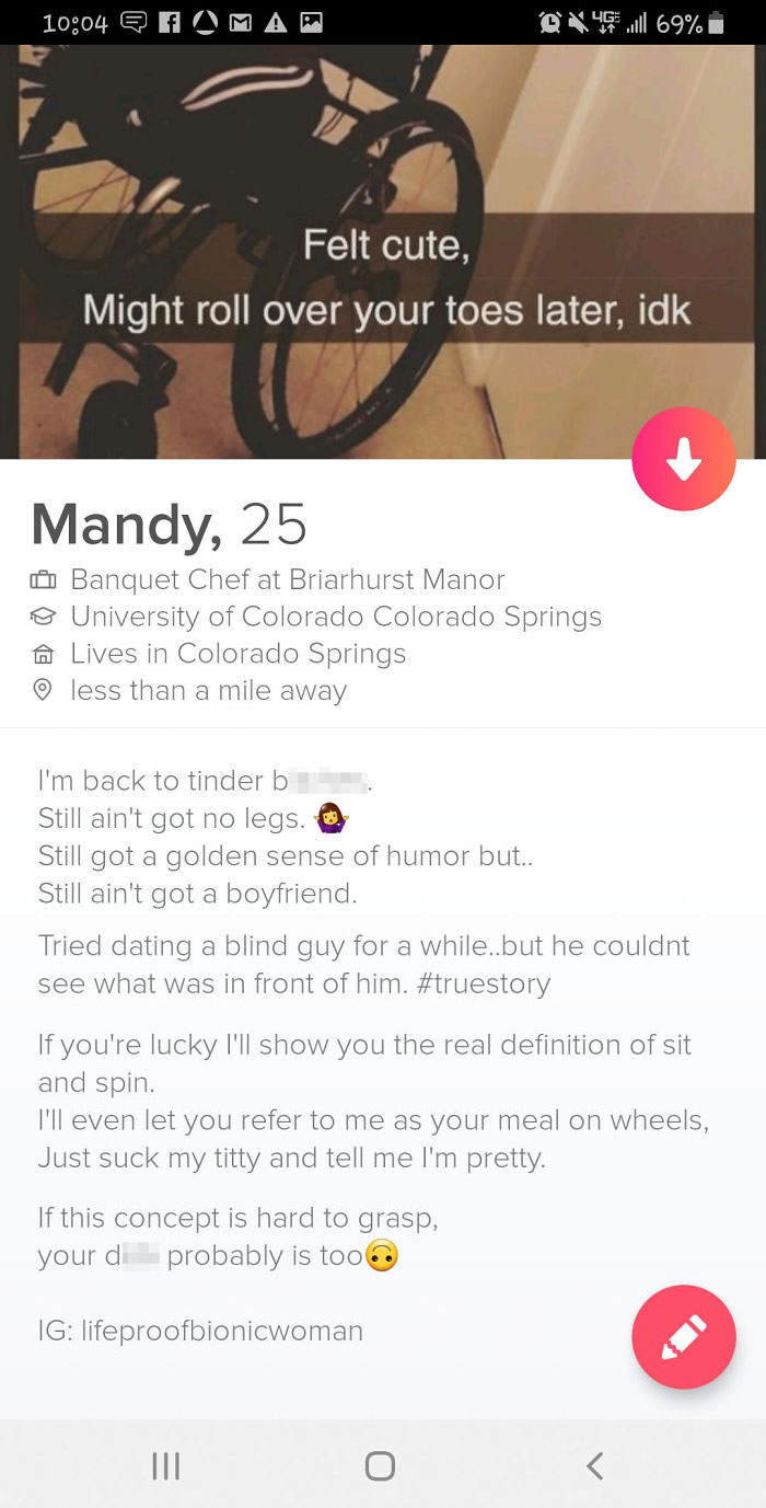 12 Funny Tinder Bios From Amputees Who Did Not Lose Their Sense Of Humor |  Bored Panda