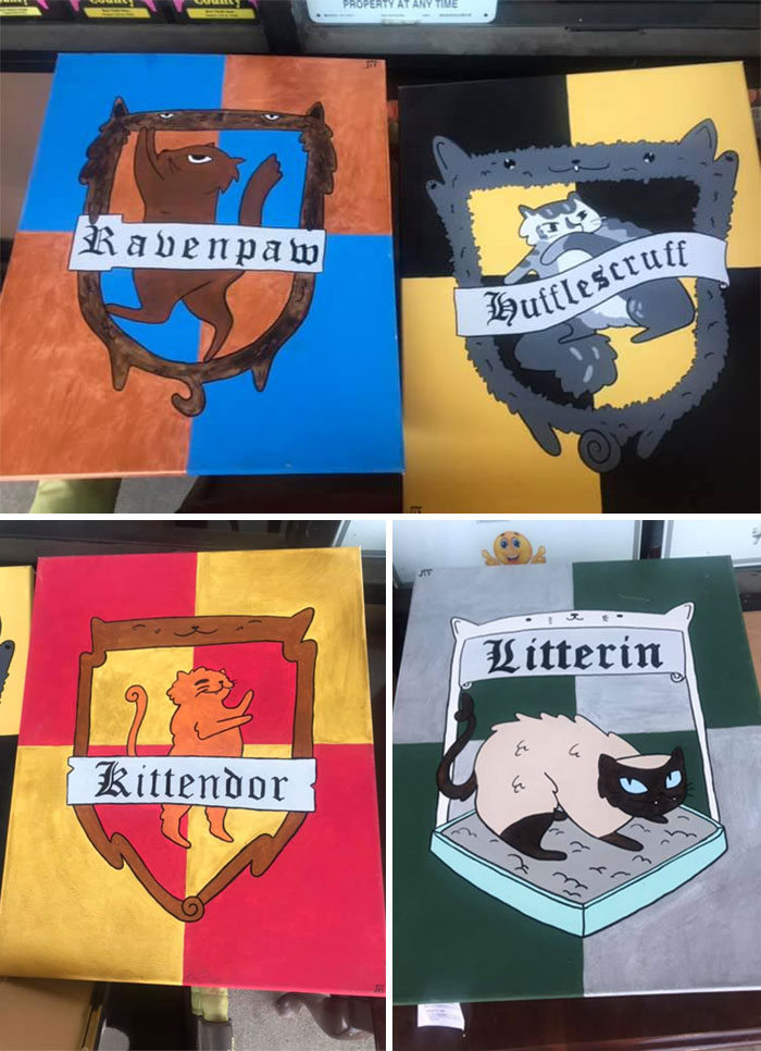Someone Worked So Hard On These Harry Potter Cat Paintings! But I Left Them Where They Were In Grass Valley, CA