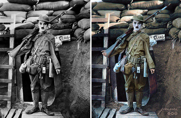 Charlie Chaplin en "Shoulder Arms", 1918