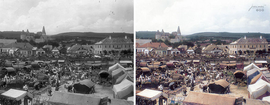 Corvin Castle And The Main Market, Transylvania (Romania), Ca. 1900
