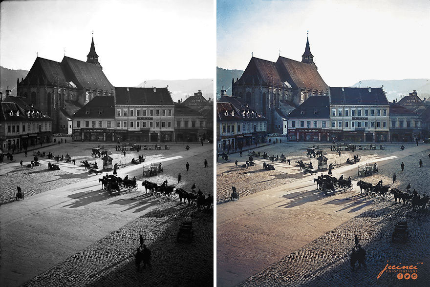 Main Square In Brasov's Old Town Centre, Romania, Early 20th Century
