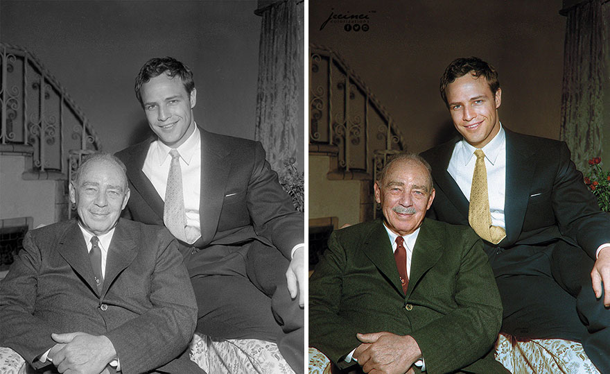Marlon Brando With His Father, Marlon Brando Sr., Los Angeles, April 1, 1955