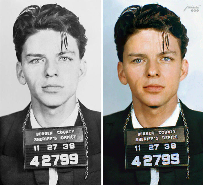 Frank Sinatra arrestado, foto policial del 27 de noviembre de 1938