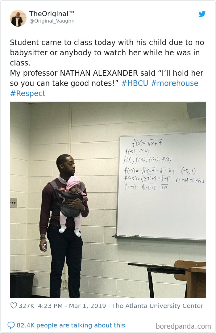 This Math Professor Teaches While Holding Baby Of Student Who Couldn’t Find A Sitter