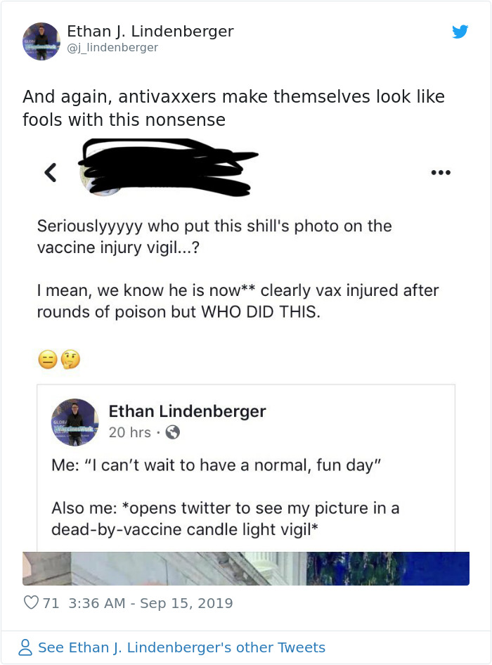 Man Finds A Picture Of Himself At Anti-Vaxx Vigil For The ‘Dead’