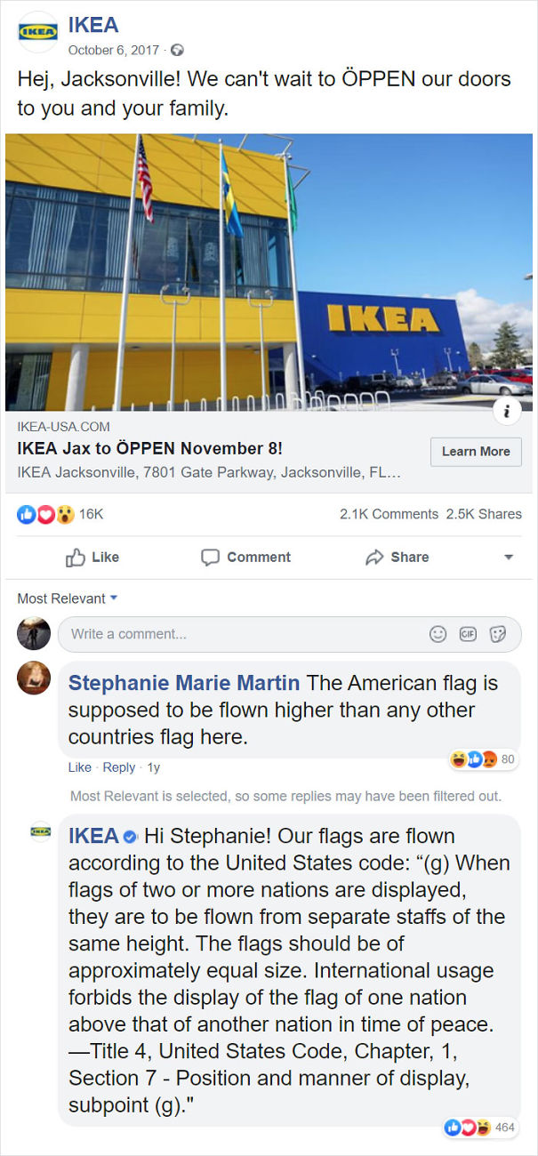 IKEA Correcting A Concerned American Citizen On How To Properly Display The US Flag