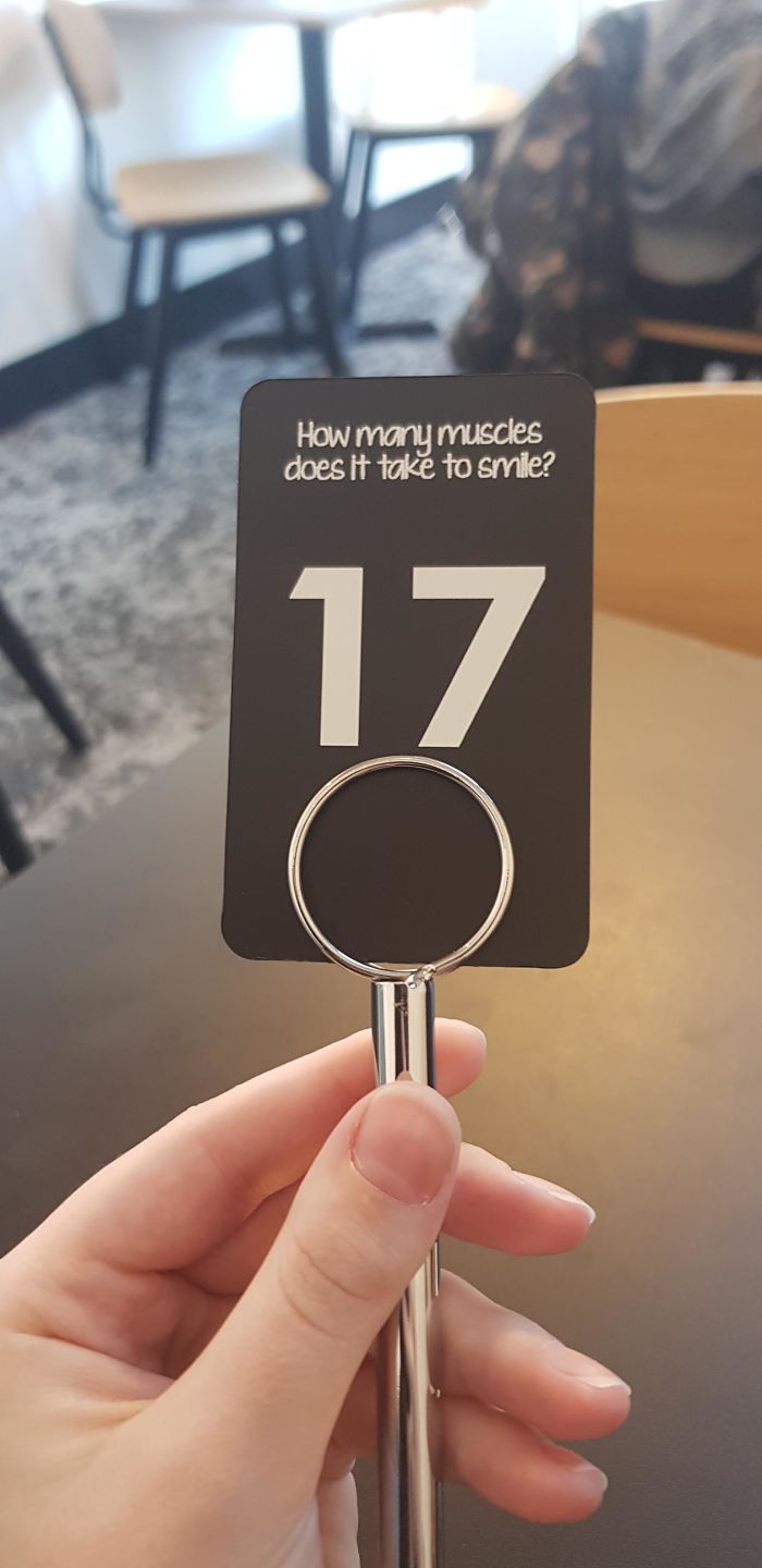 The Cafe I'm At Has Facts That Relate To The Table Numbers