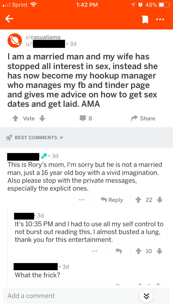 "I'm A Married Man" To "This Is His Mom, He's 16"