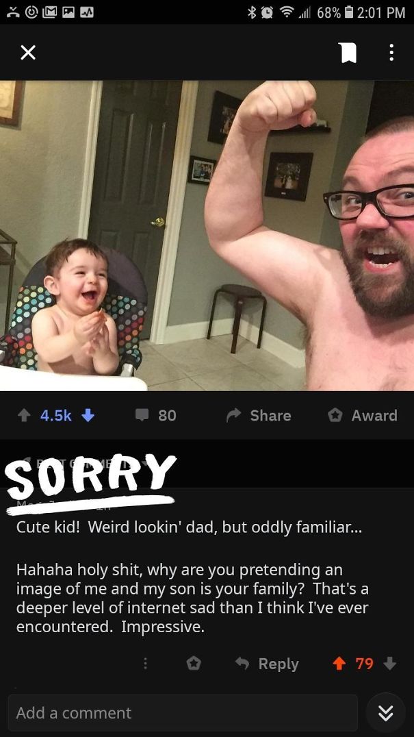 Big Phoney Posts Picture Of "Him And His Son" That Makes It To The Front Page. Actual Op Sees It And Calls Bullshi*t