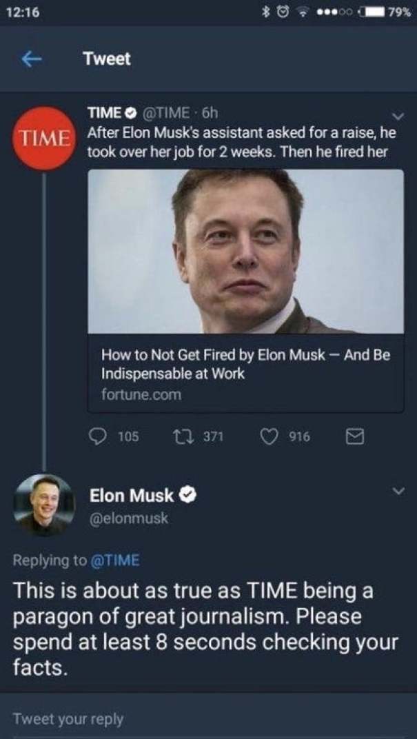 Elon Musk Shuts Down Time Magazine