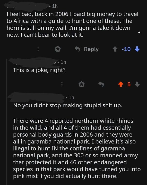 Guy Claims He Hunted A Almost Extinct Species Of Rhino And Gets Called Out For His Bullsh*t