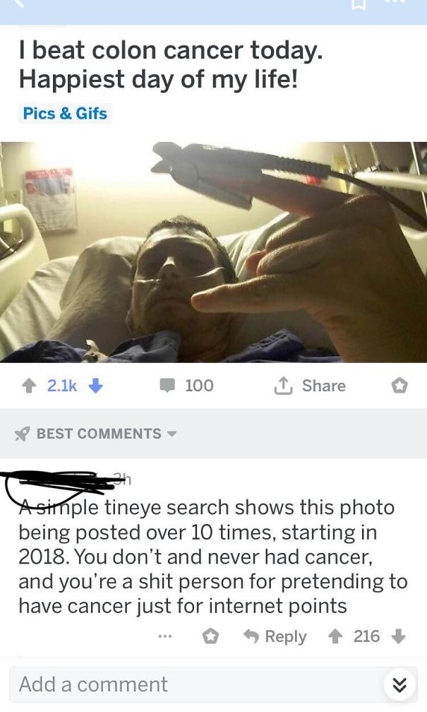Person Lies About Cancer For Karma