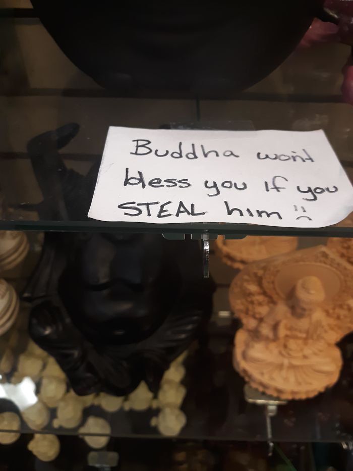People Keep Stealing Little Buddha Figurines From This Store At My Local Mall