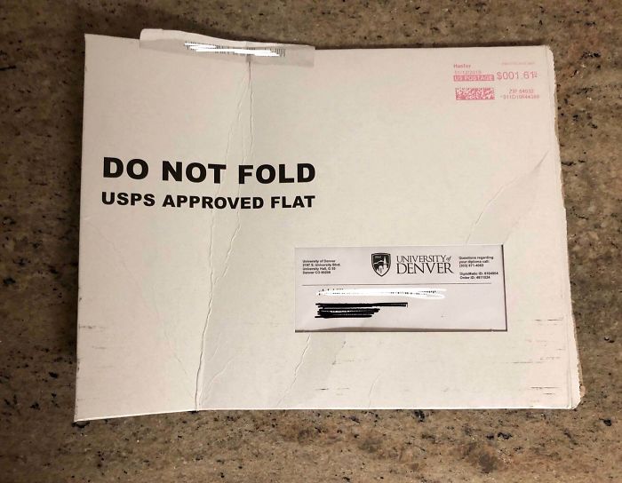 USPS Bent My Diploma. I Have No Words