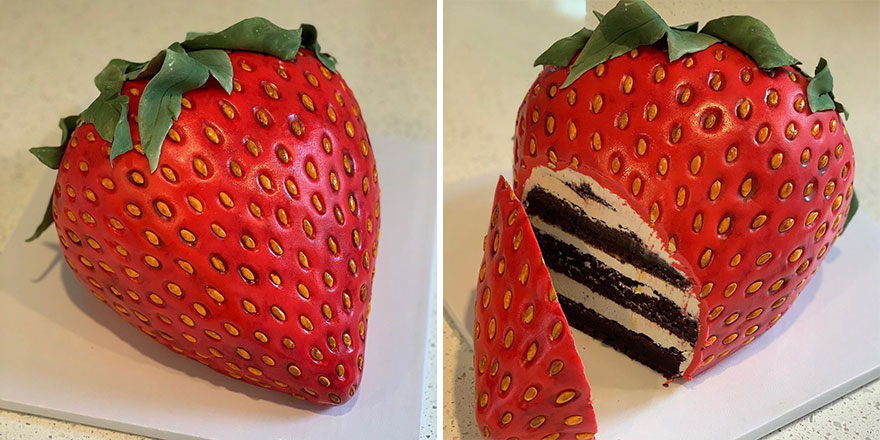 Realistic Strawberry Cake
