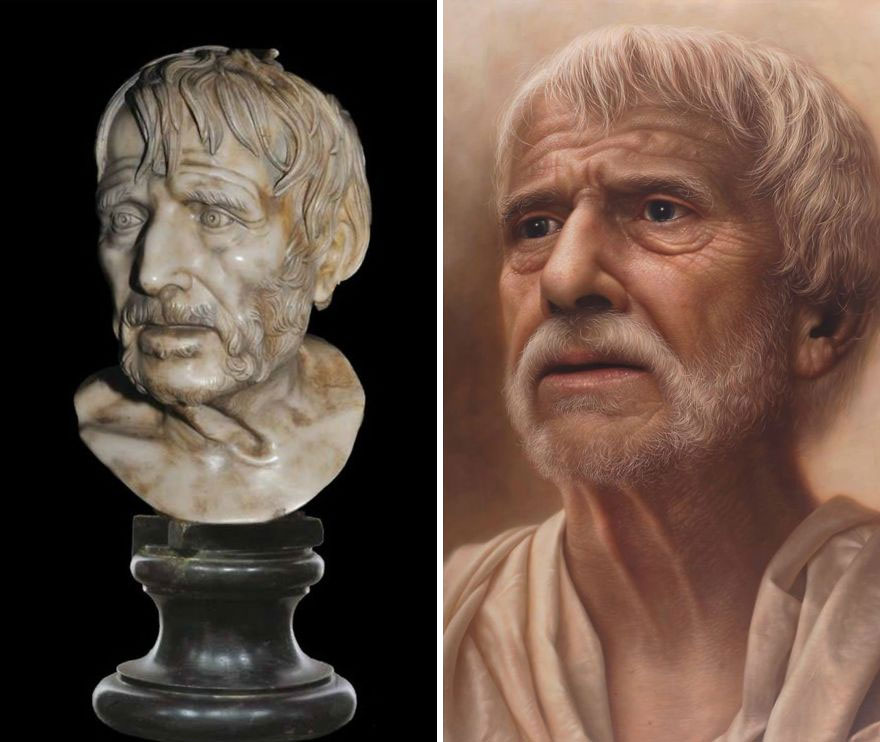 Artist makes hyperrealistic portraits with acrylic painting giving life to busts and antique paintings 5d7641548738c  880 - Parece Real: Pintor sul-coreano faz obras hiper-realistas chocantes!